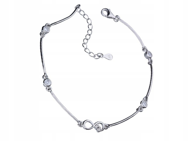 Stříbrný náramek nekonečno 925 s zirkonem, elegantní vzor jako dárek