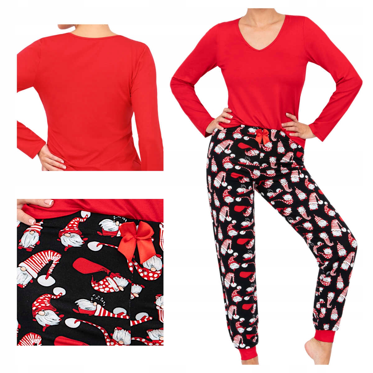 Donna Dámské bavlněné pyžamo s dlouhým rukávem Santi long červená XL