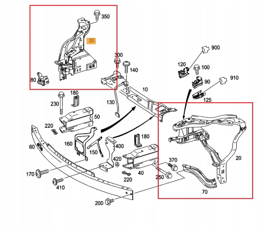 Mercedes W212 12 16 slizg okular lampy L Installation side Front