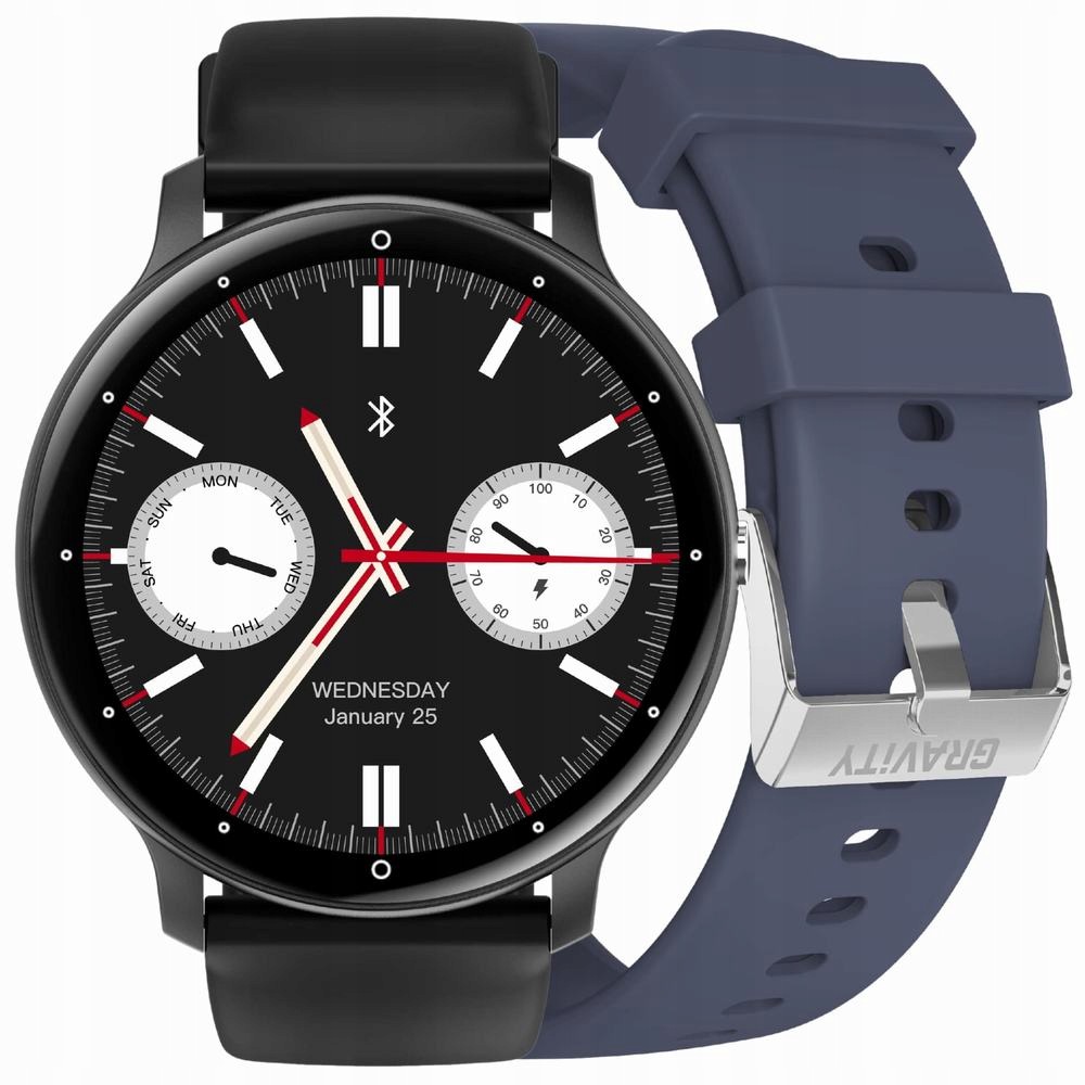 Chytré Hodinky Gravity GT1-1 Pro černé černý řemínek modrý řemínek