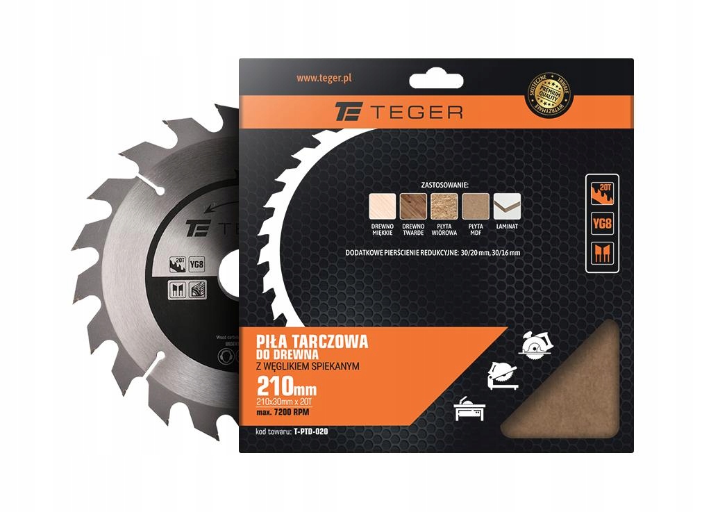 Piła tarczowa do drewna z węglikiem spiekanym 210x Marka Teger