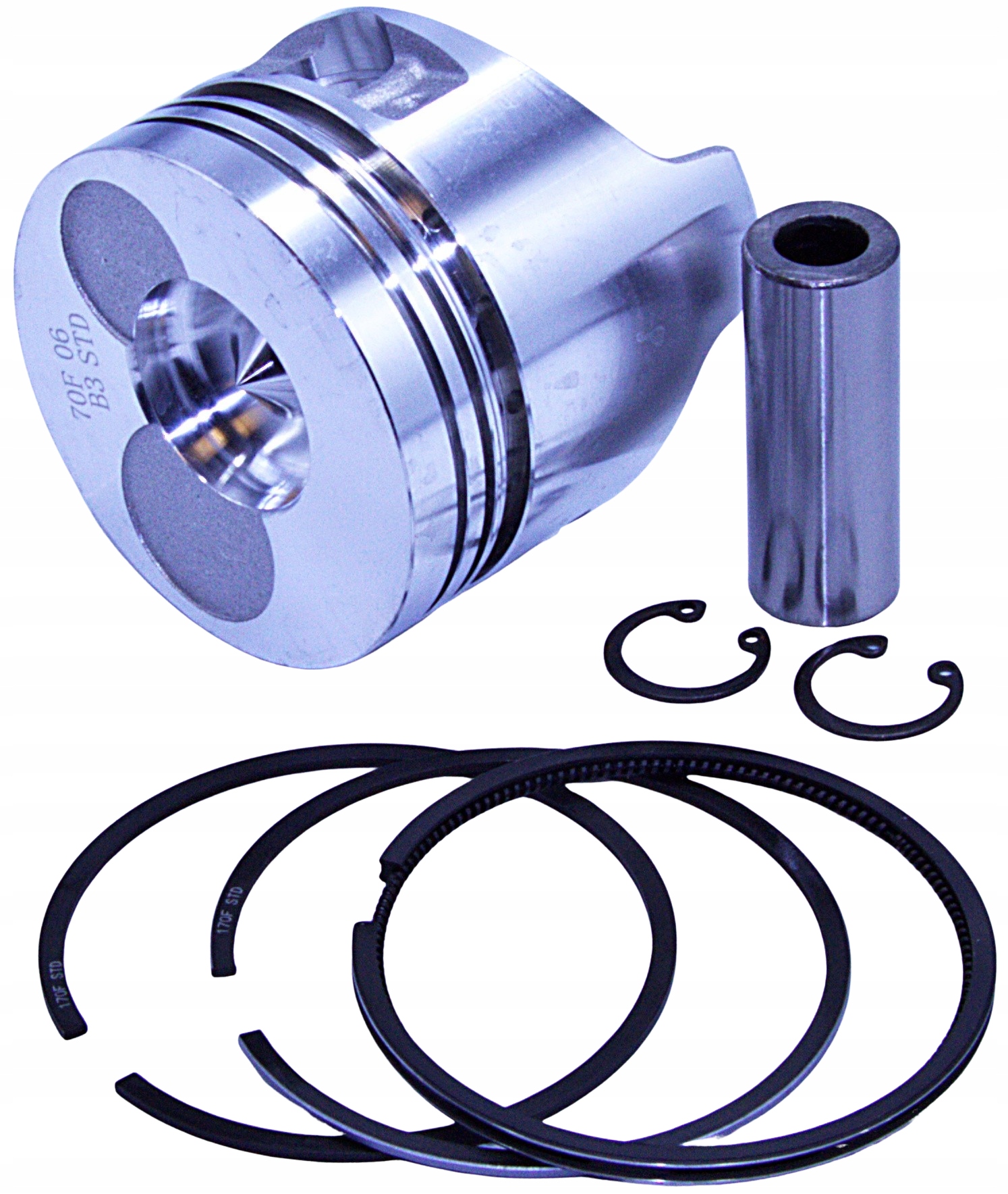 Píst Yanmar L40, L48, 170F, kroužky sada. Diesel typ kužele Kama Kipor