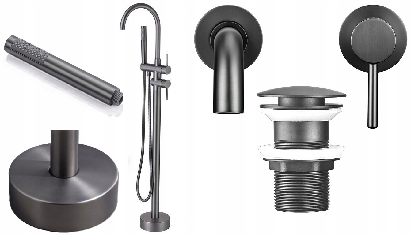 Vaňová batéria Gun Grey Šedá Umývadlová Premium Sada