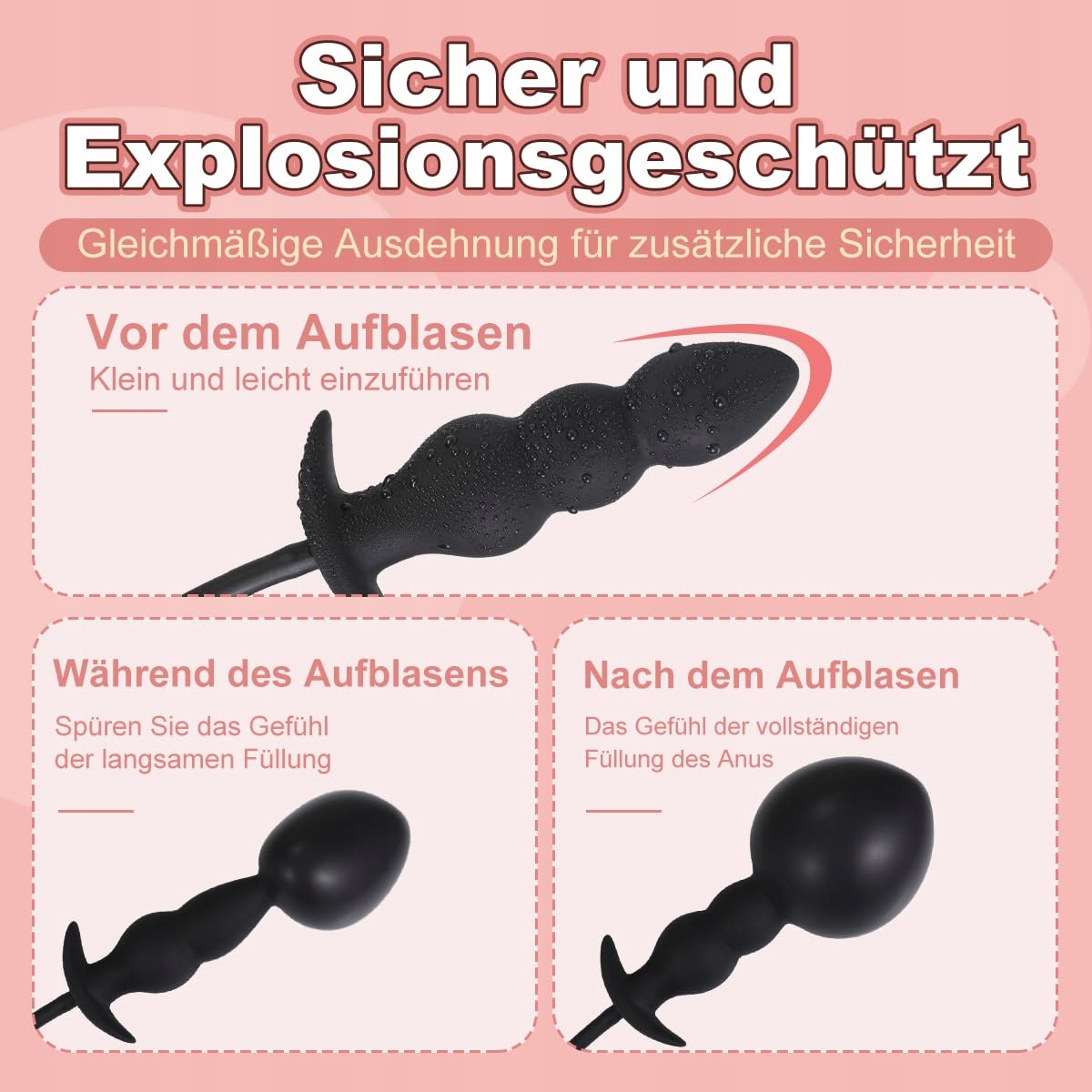 AUFBLASBAR Analny Korek Dmuchany Z Pompą Regulowany Dildo BDSM Zabawka — miniatura 6