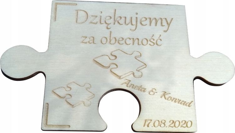 

Magnes podziękowanie puzzle Wesele Ślub grawer