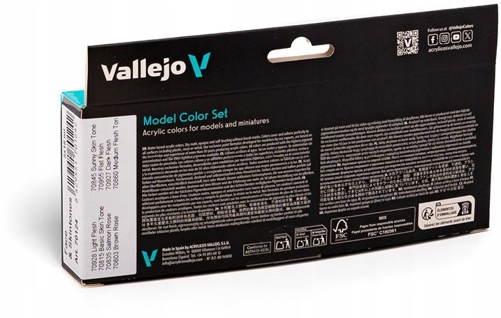 Vallejo: 70.124 Model Odstíny Pleti (8 X 18 ML)