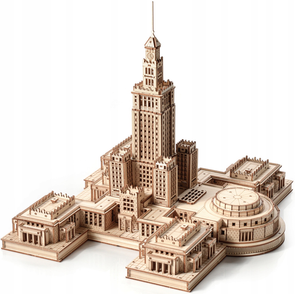 Drewniane Puzzle 3D Model drewniany Little Warszawa Pałac Kultury I Nauki
