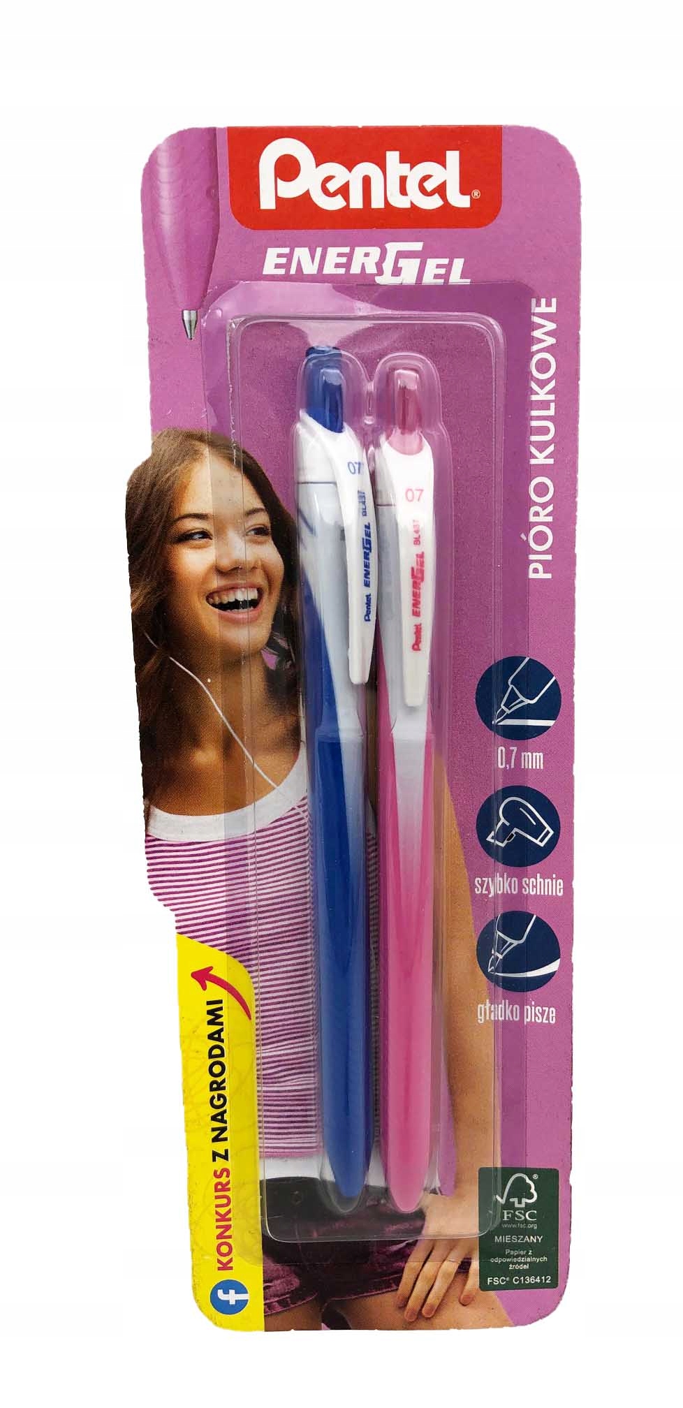 PIÓRO KULKOWE EnerGel 2szt RÓŻ NIEBIESKI PENTEL