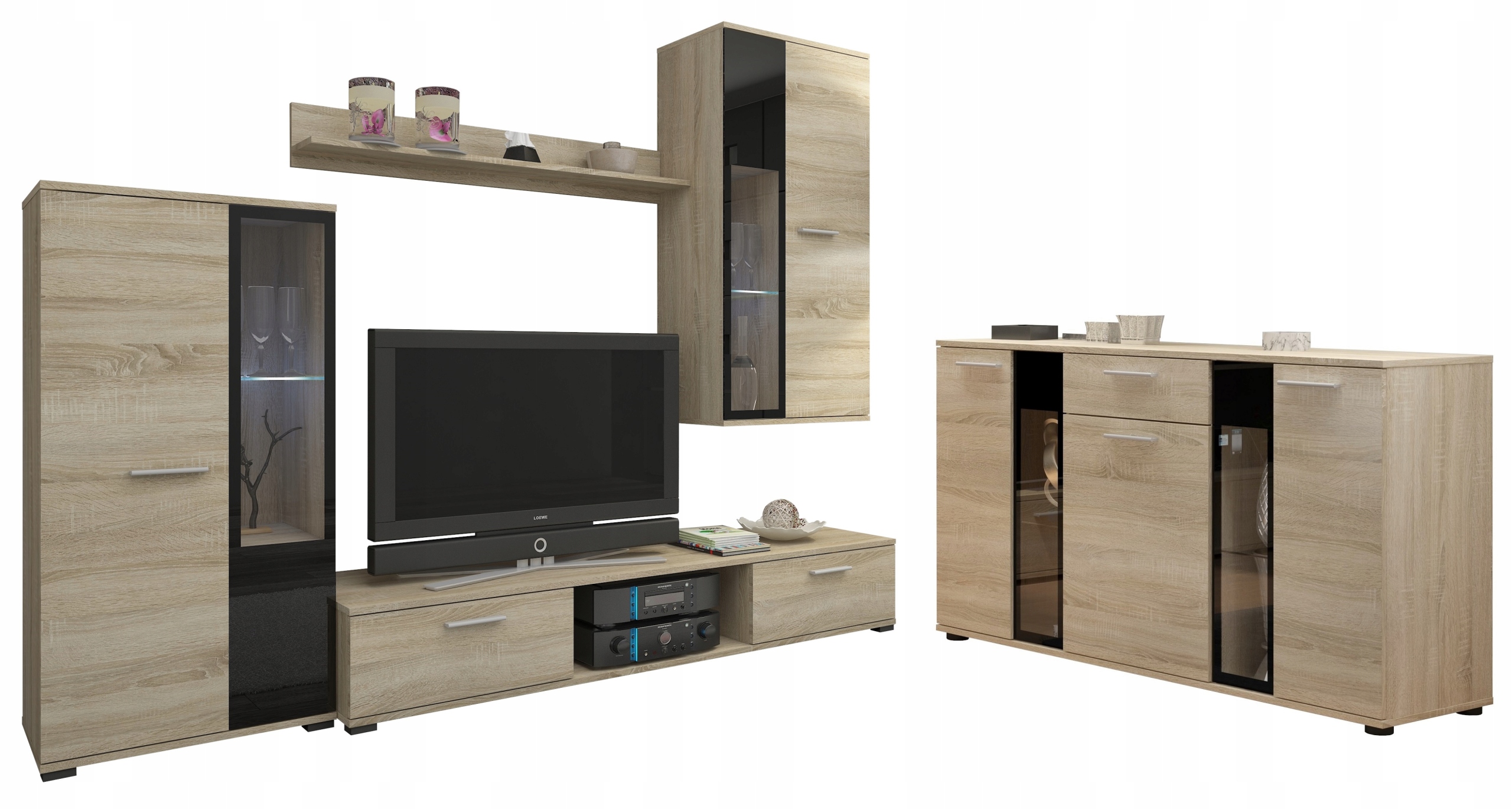 Zestaw Meblościanka + KOMODA SONIA DĄB SONOMA 4Kol