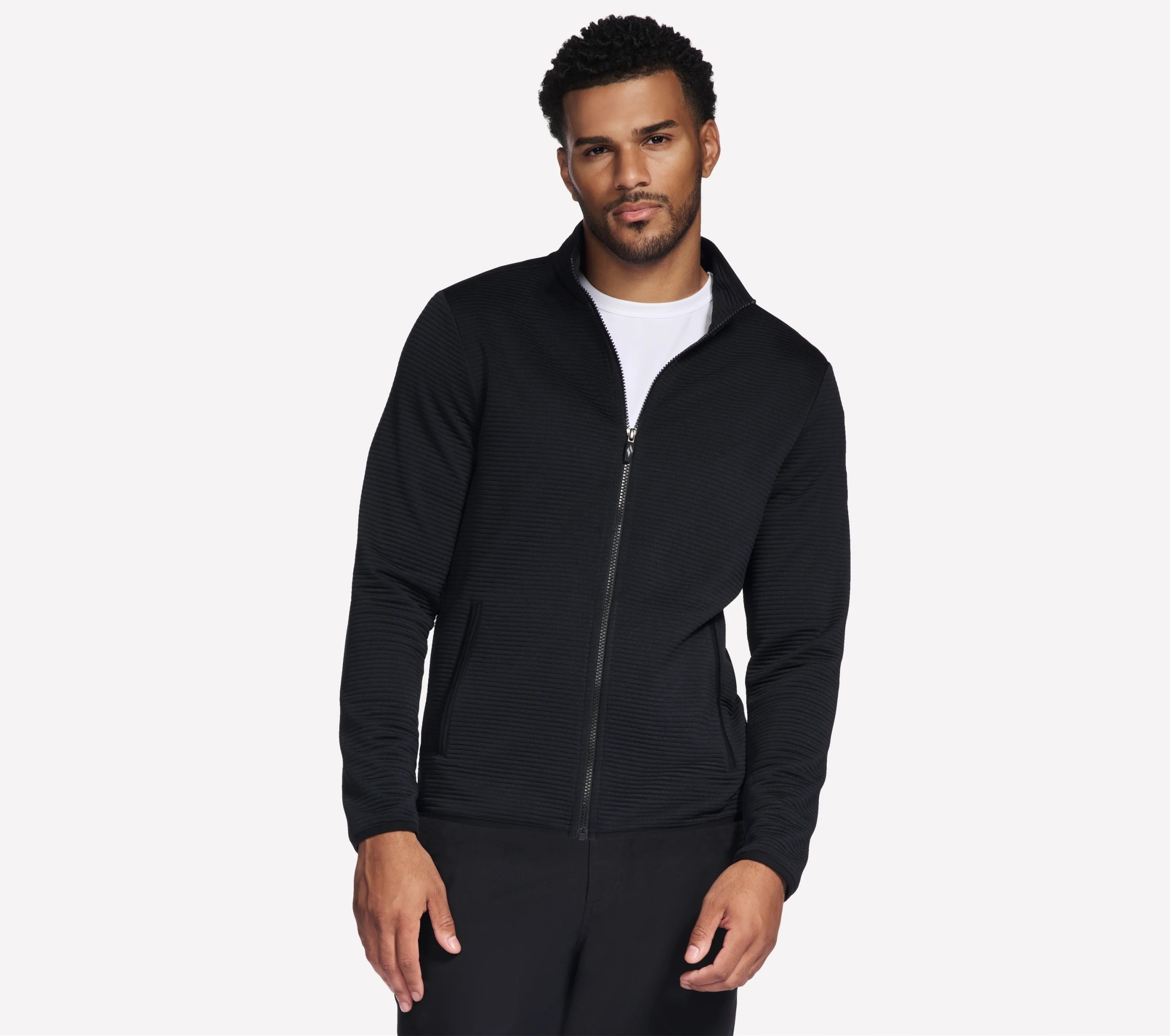 Pánská mikina Skechers The Hoodless Hoodie Ottoman Jacket černá JA25 Blk