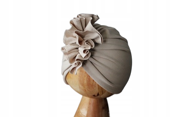 

Czapka turban beż nude Podwójny falbanka 48-50