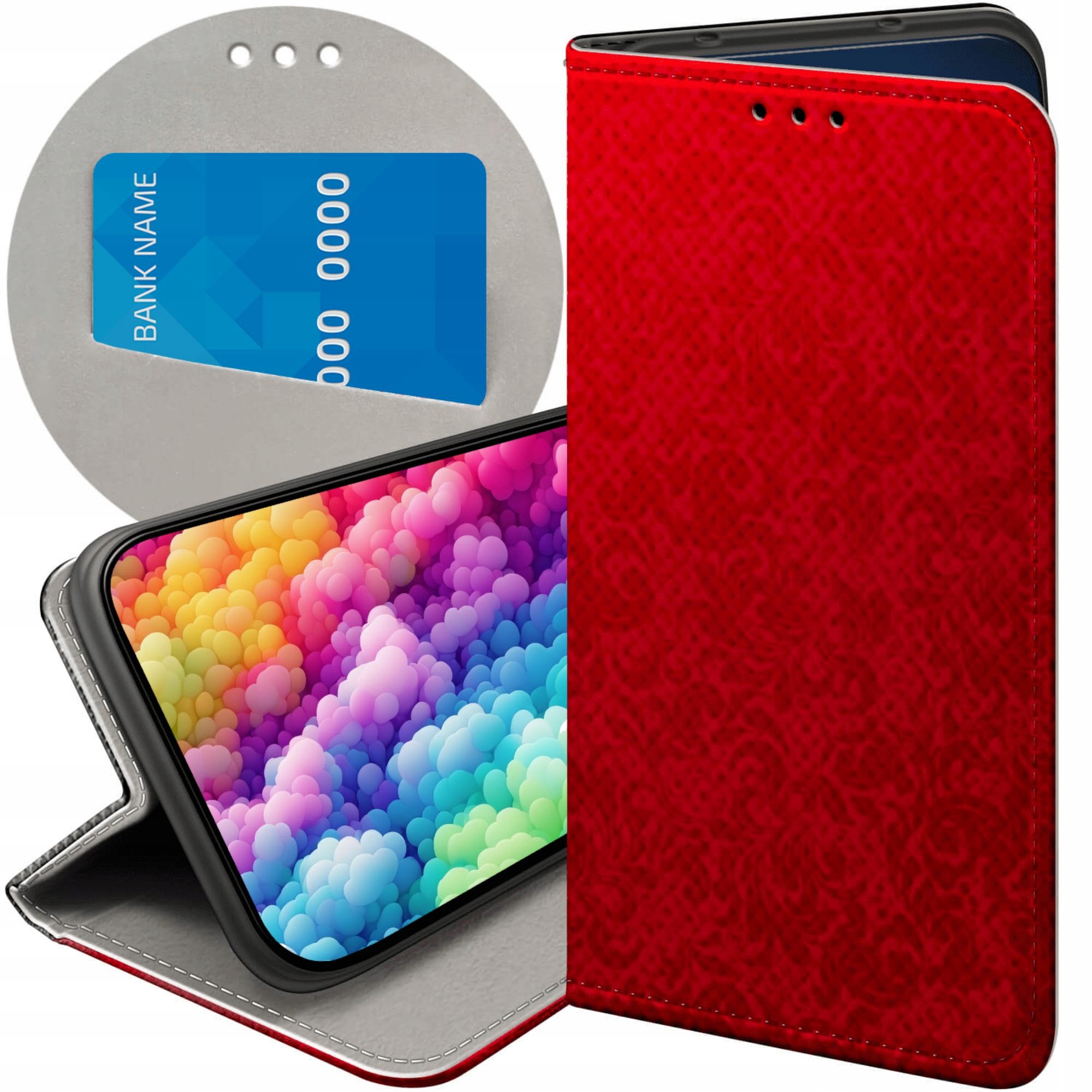 Etui Z Klapką Do Oppo A40 Czerwone Serca Róże Futerał Pokrowiec Case