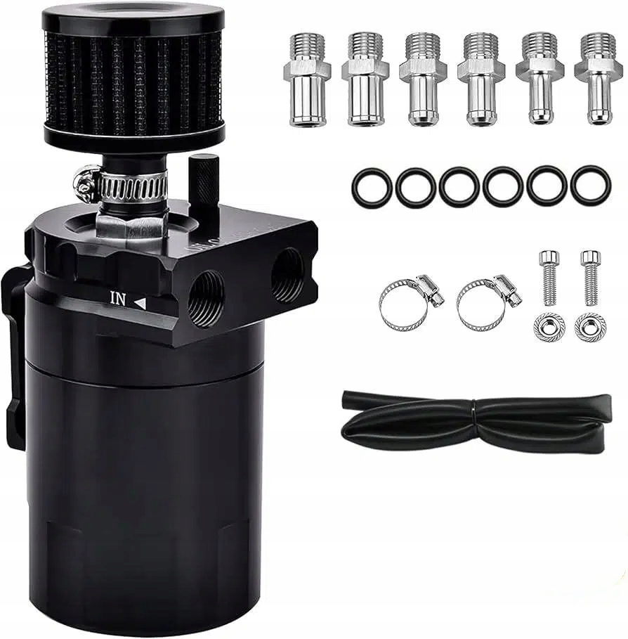 Oil Catch Tank Black Odlučovač oleje sada s filtrem Krátký 11 A 13 15 mm