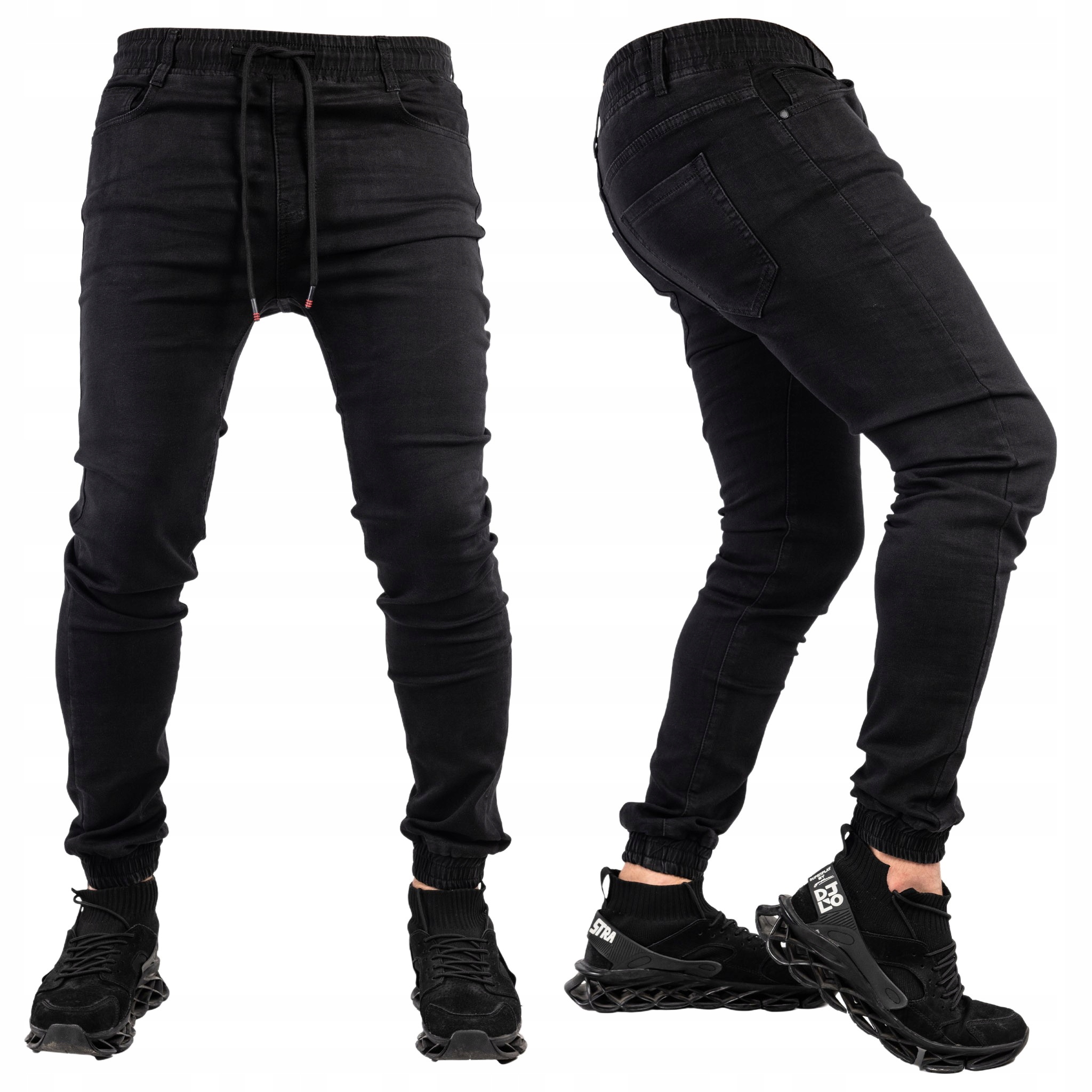Pánské kalhoty Joggery Černé Slim Fit Džíny Jogger Streetwear vel. 33