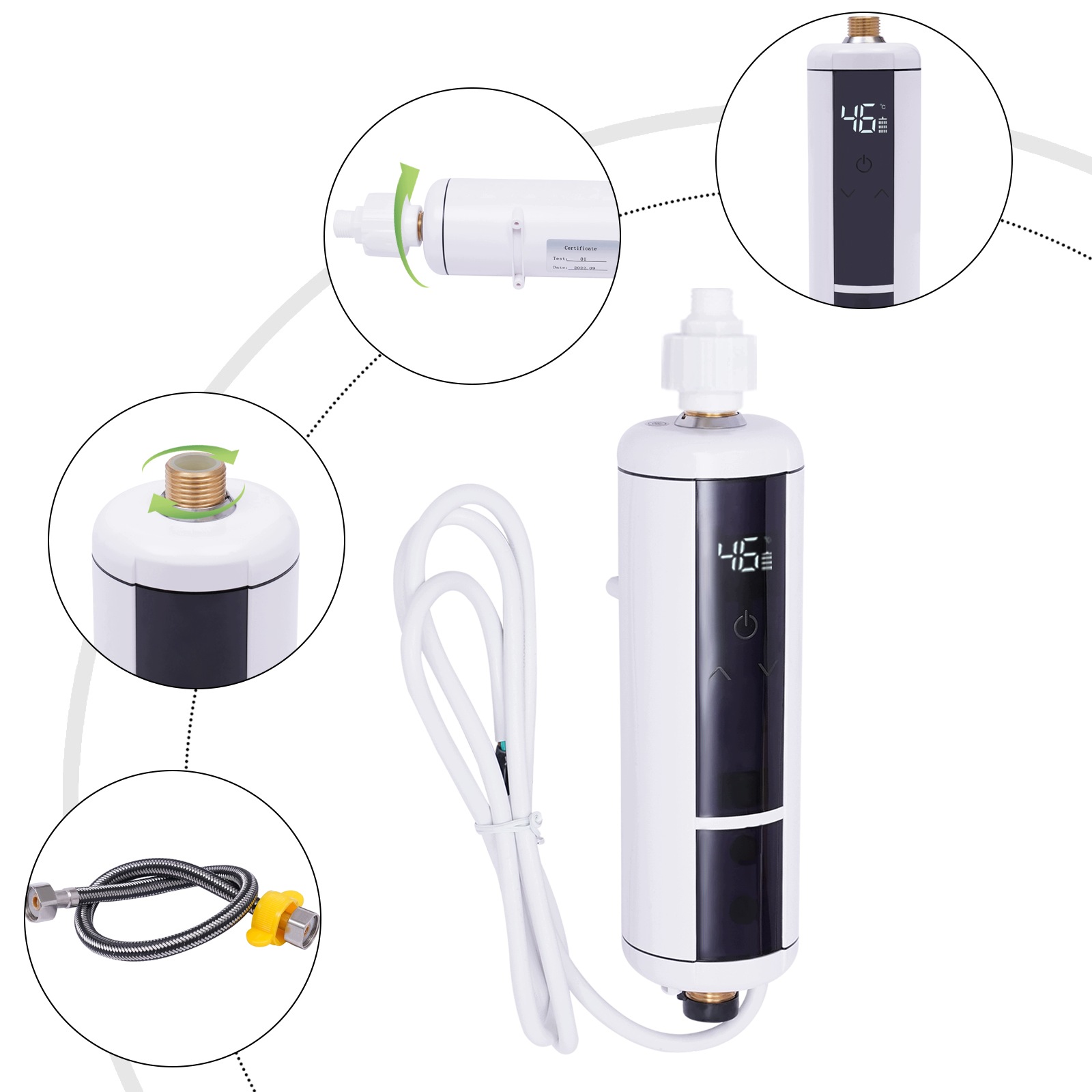 3500W Mini Chytrý Elektrický Ohřívač Vody 220V (model S Velkým Displejem)