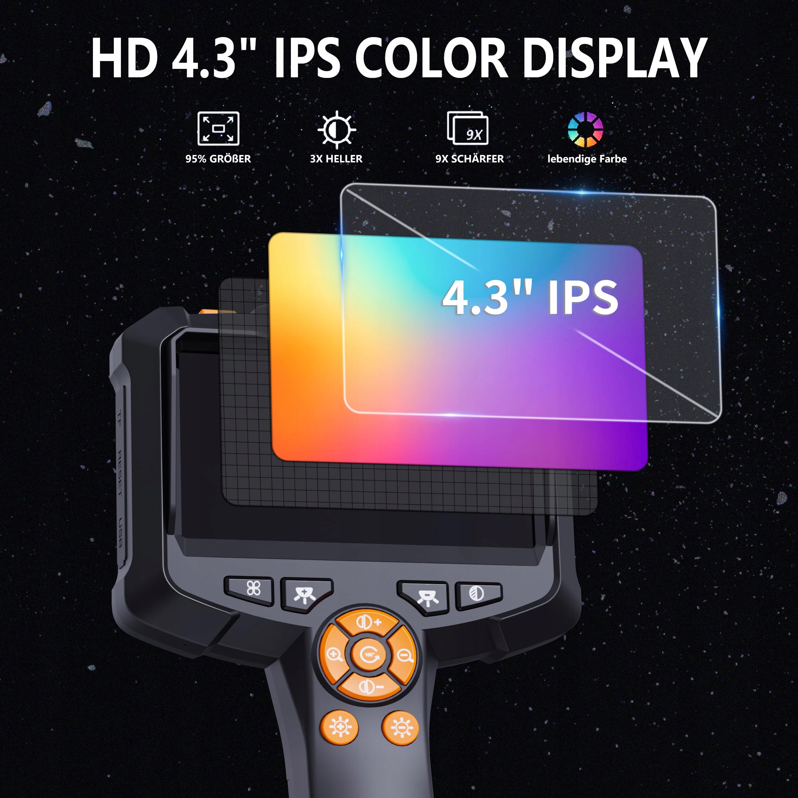 DAXIONGMAO Kamera Endoskopowa 4.3 Cala IP67 Wodoodporna 1080P HD 5m — miniatura 3
