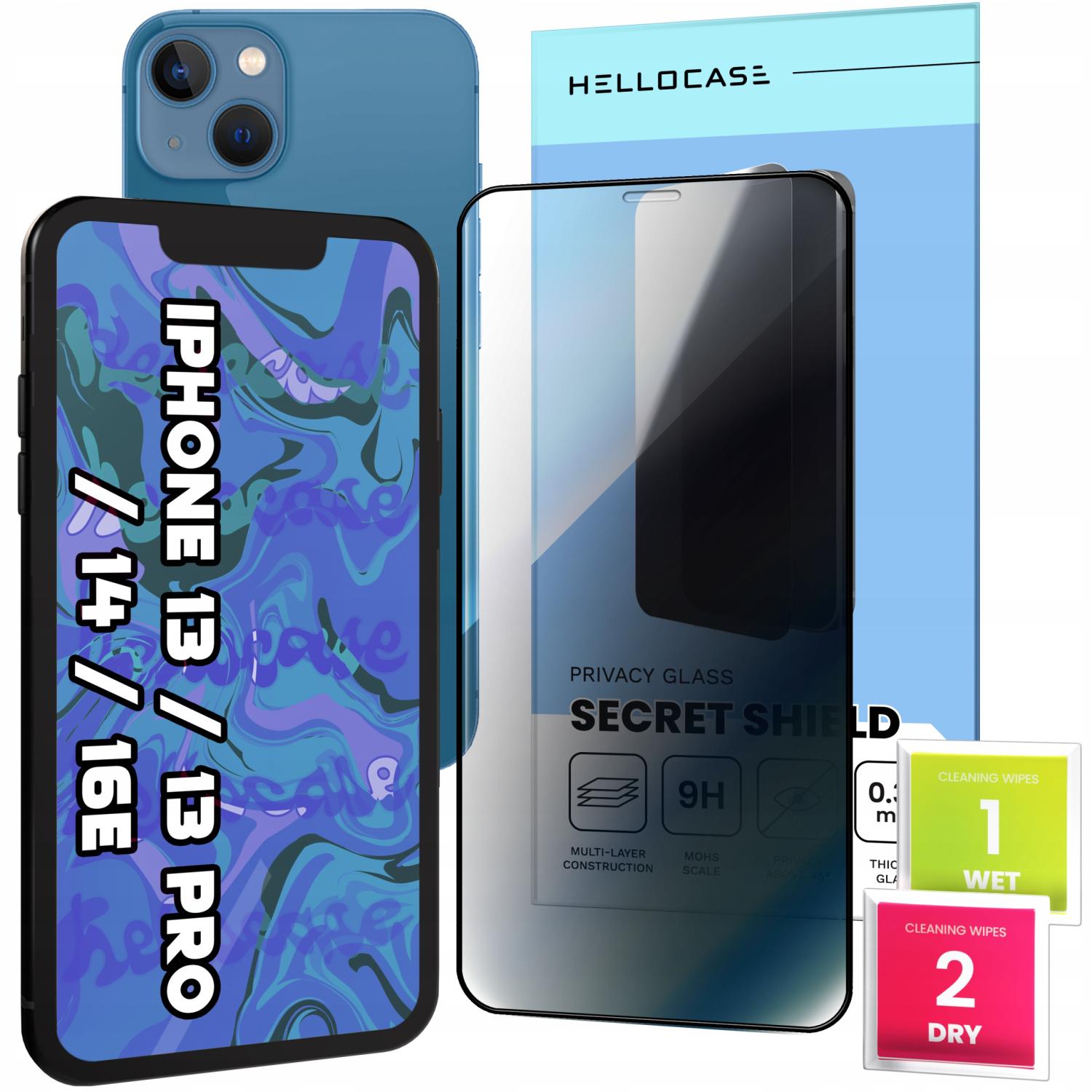 Szkło hartowane do iPhone 13 / 13 Pro / 14 / 16e / 17e (prywatyzujące, 9H)