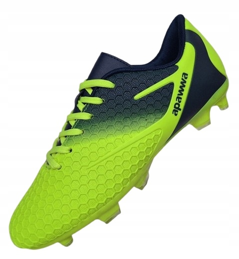 Sportovní boty fotbalové lankové korkové na venkovní hřiště neonové 38