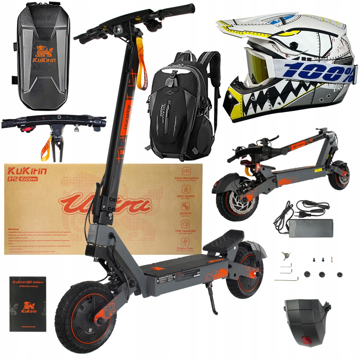 Kukirin G2 Ultra elektrické vozidlo 2000W 55km/h 55KM 48V18Ah 10" dárky