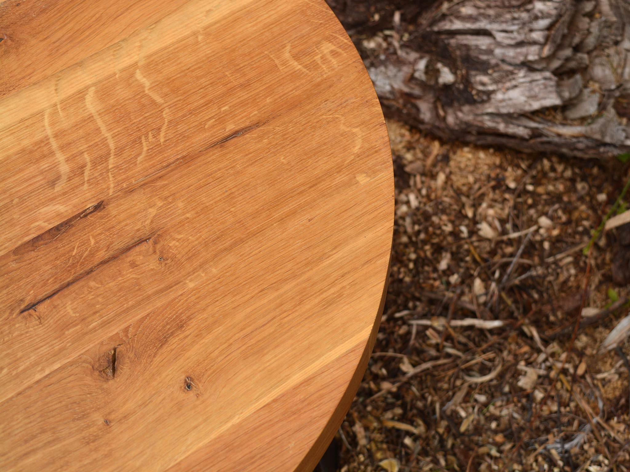 Mały STOLIK KAWOWY dębowy lite drewno Ø70cm Wysokość mebla 45 cm