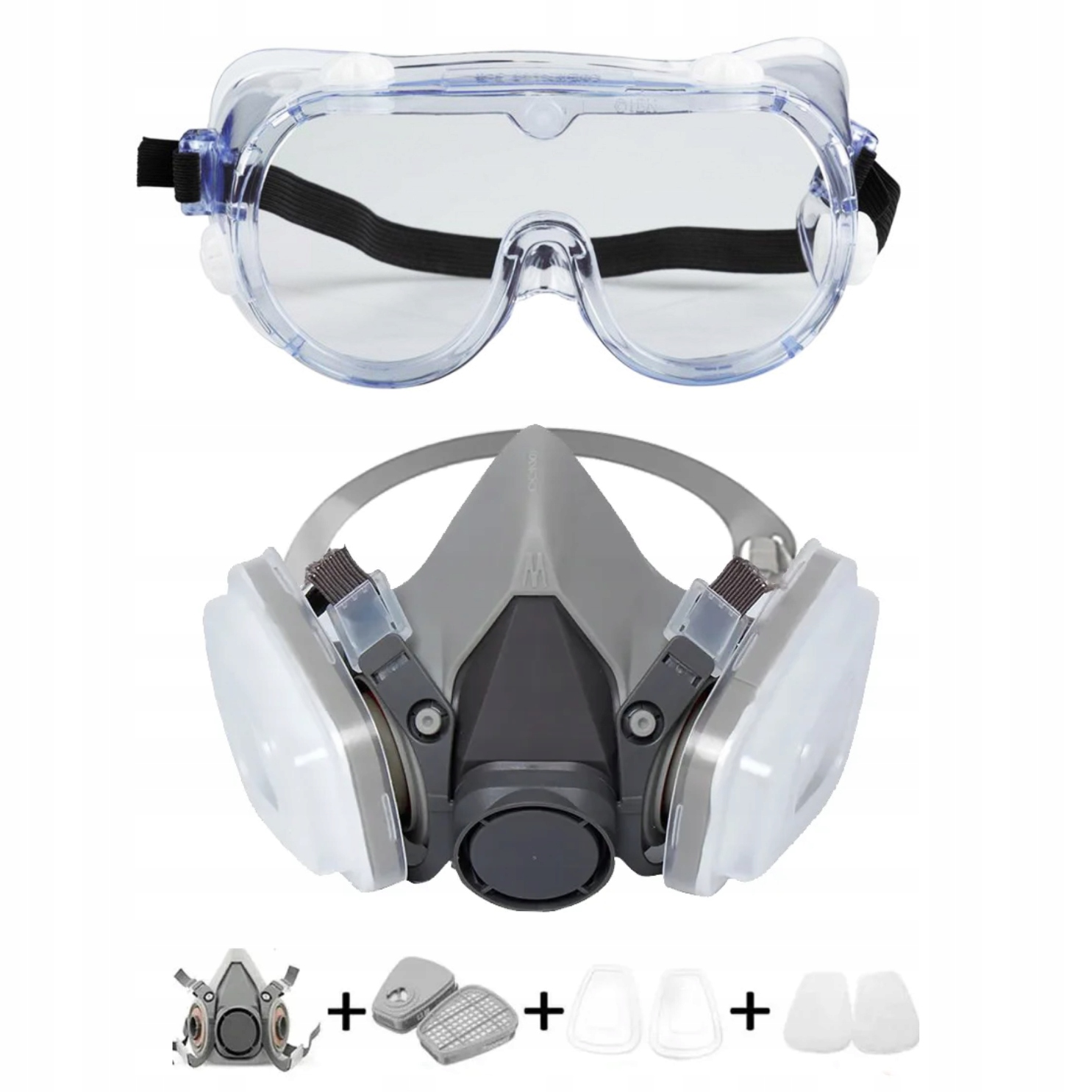 ZESTAW MASKA LAKIERNICZA PÓŁMASKA 6200 PRZECIWPYŁOWA + GOGLE + FILTRY Wyrób medyczny nie