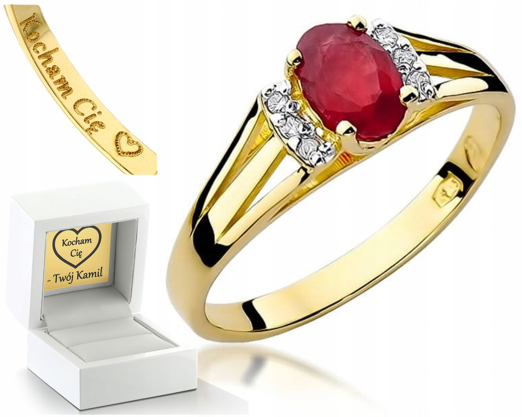 Zlatý Prstýnek S Granátem Ryzost 585 Dárek Gravírování