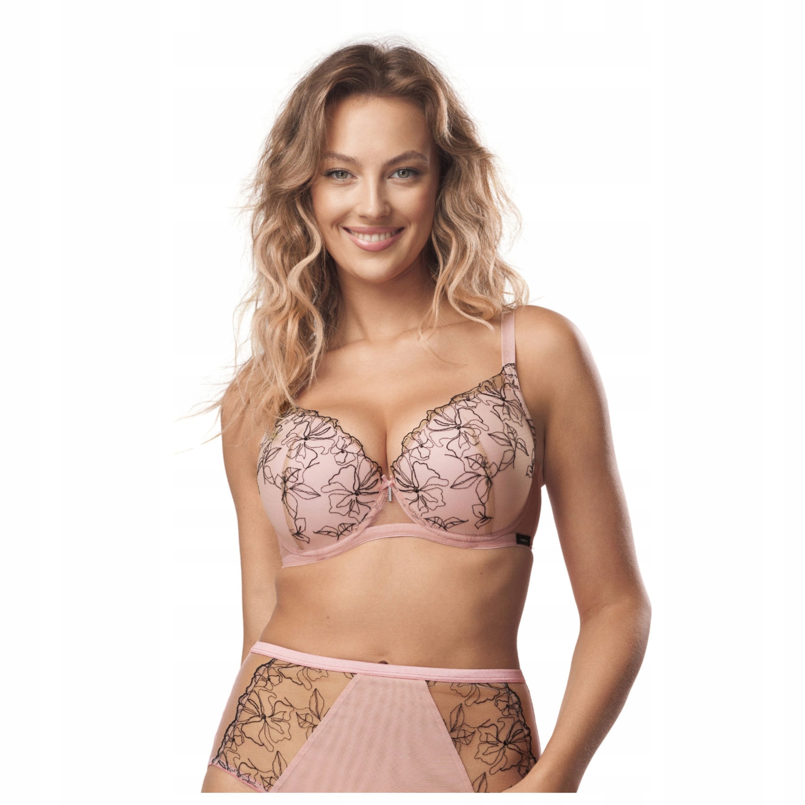 Andrea podprsenka 70C push up krajková sexy růžová Nipplex