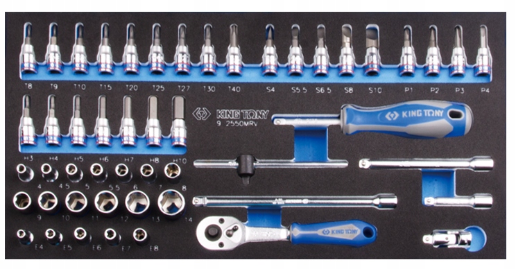 Nástavce 1/4 račňa 4-14 6kt Hex Torx Bity 50ele. King Tony 9-2550MRV
