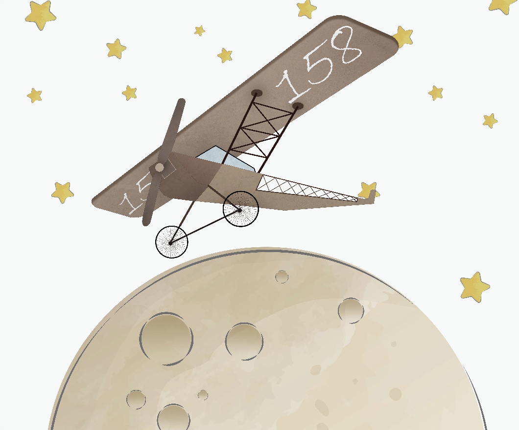 Fototapeta Letadlo a Měsíc 300 x 250 cm flizelina 230 g