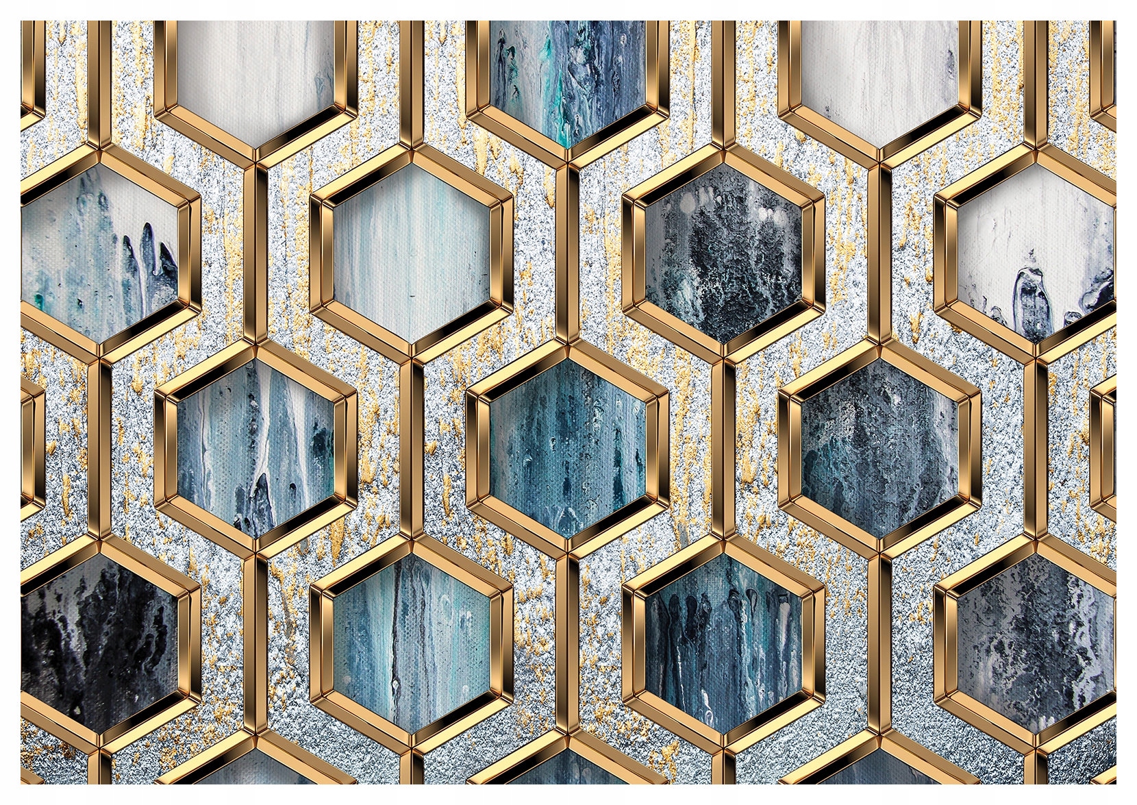 Fototapeta Mramor Zlaté vinylové šesťuholníky na stenu 254x184 lepidlo