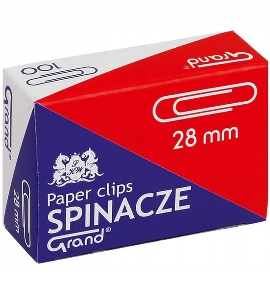 

Spinacze okrągłe 28mm 100szt srebrne biurowe Grand