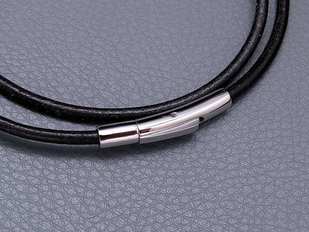 GRUBY RZEMIEŃ RZEMYK NA SZYJĘ PRAWDZIWA SKÓRA NATURALNA 50CM STAL 316L Splot Inny splot