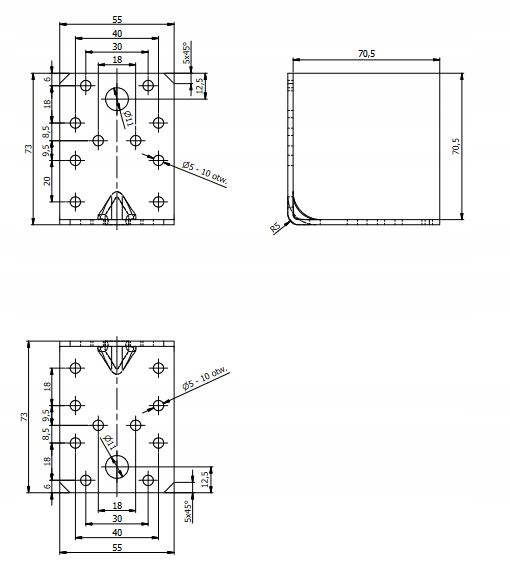 Kątownik Ciesielski Montażowy 70x70x55 KP4 Kod producenta KP4