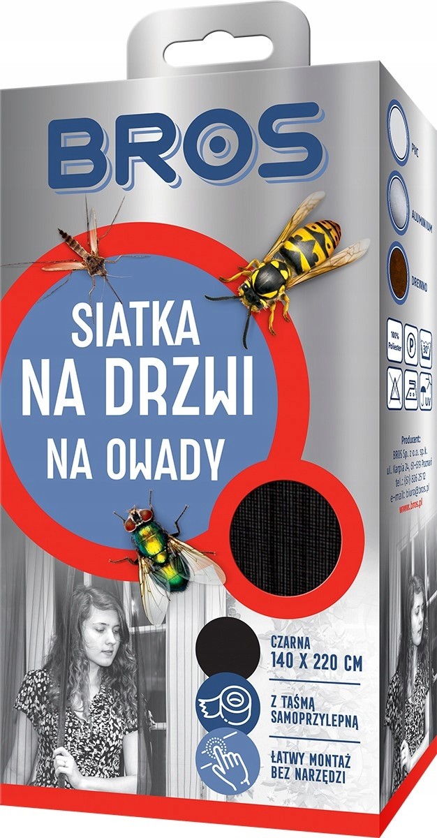 

Siatka Na Drzwi Przeciw Owadom Czarna Bros 140X220