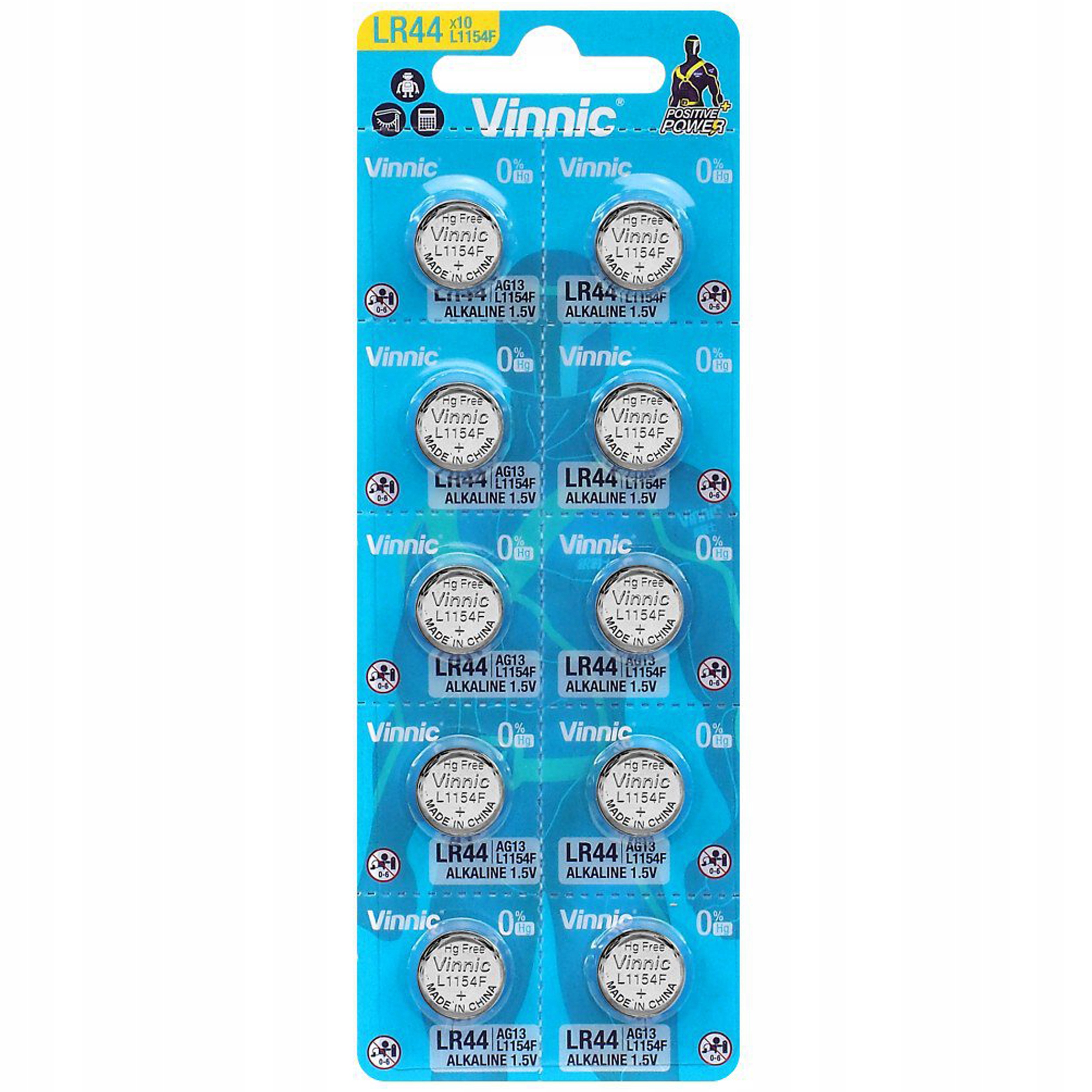 

10x Baterie bateria Vinnic LR44 G13 A76 AG13 L1154