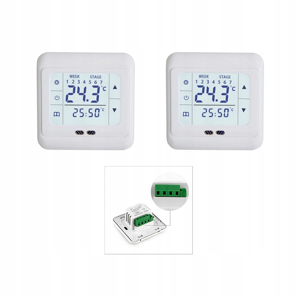 Digitální termostat s dotykovým displejem, pokojový termostat 2 ks