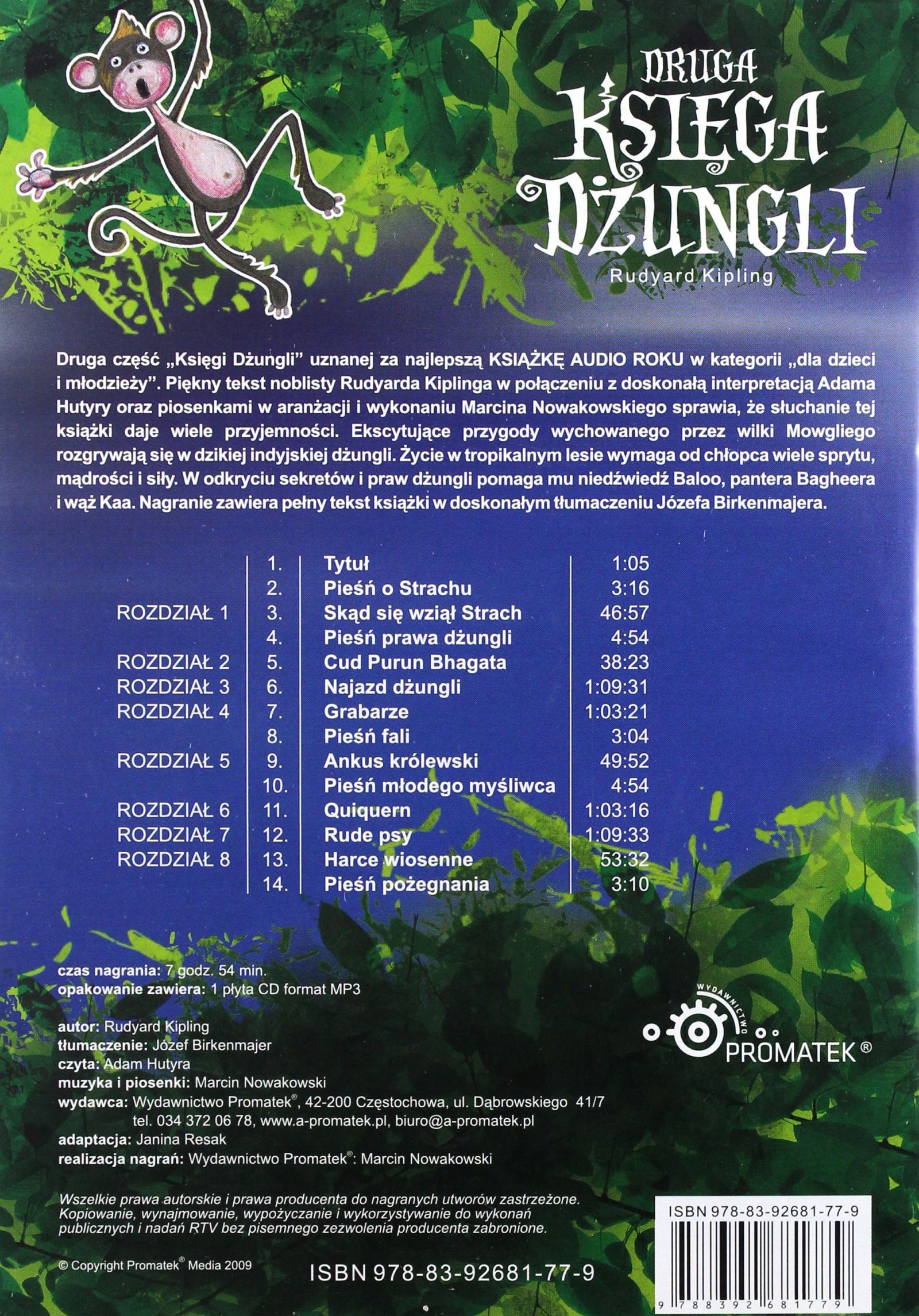 DRUGA KSIĘGA DŻUNGLI - RUDYARD KIPLING [AUDIOBOOK] [CD] Wydawnictwo Promatek