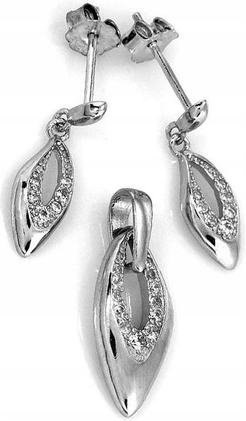 Stříbrný set šperků 925 mandle s zirkony, exkluzivní vzor, dárek