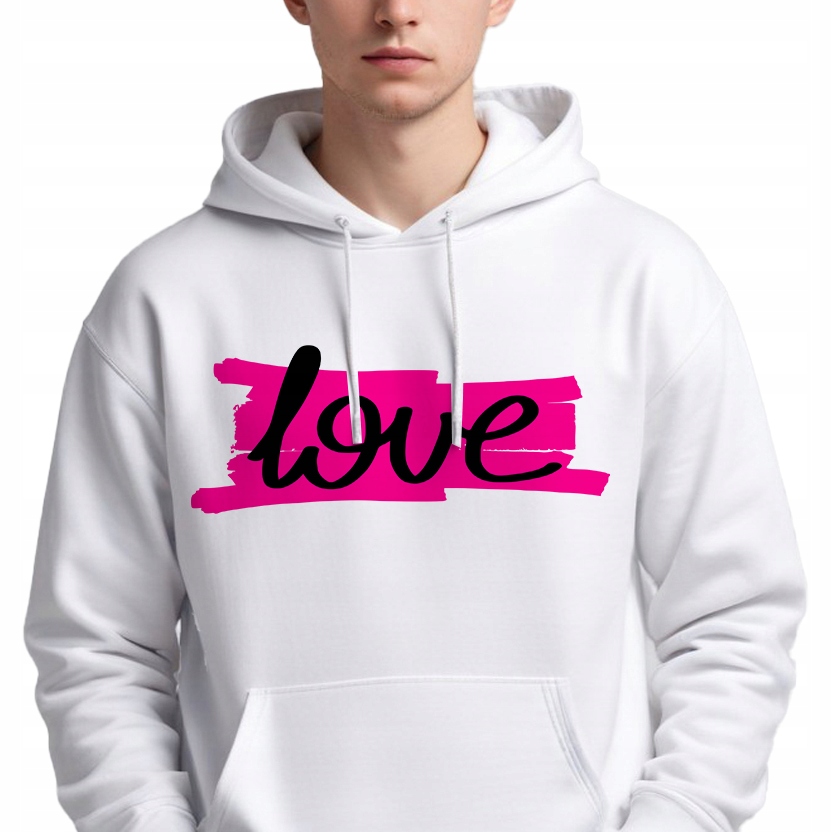 Mikina S Kapucí bílá bavlna streetwear módní Dárek Love velikost M