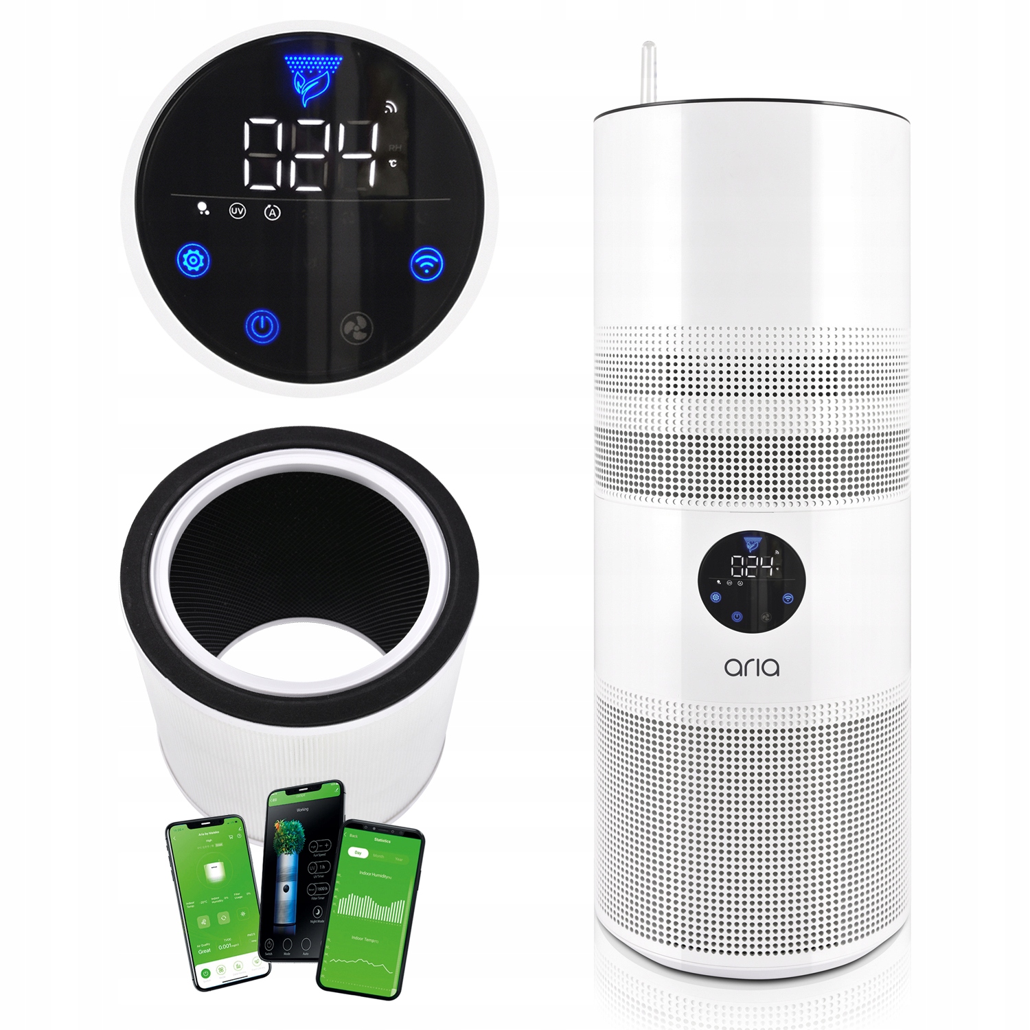 Oczyszczacz powietrza Jonizator Wifi Lampa Uv Filtr Hepa