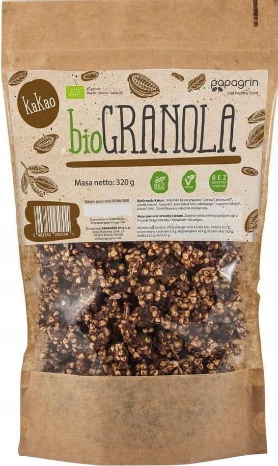 Levně Granola S Kakaem Bio 320 g Papagrin