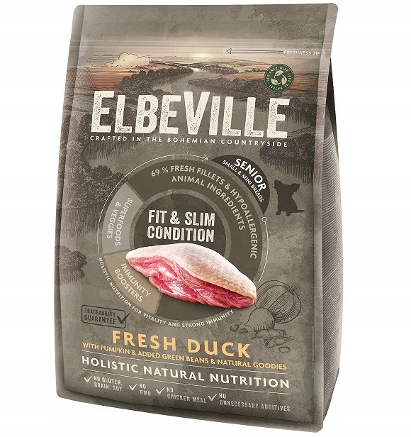 Levně Elbeville 4kg suché krmivo pro psy, kachna malých plemen, hypoalergenní