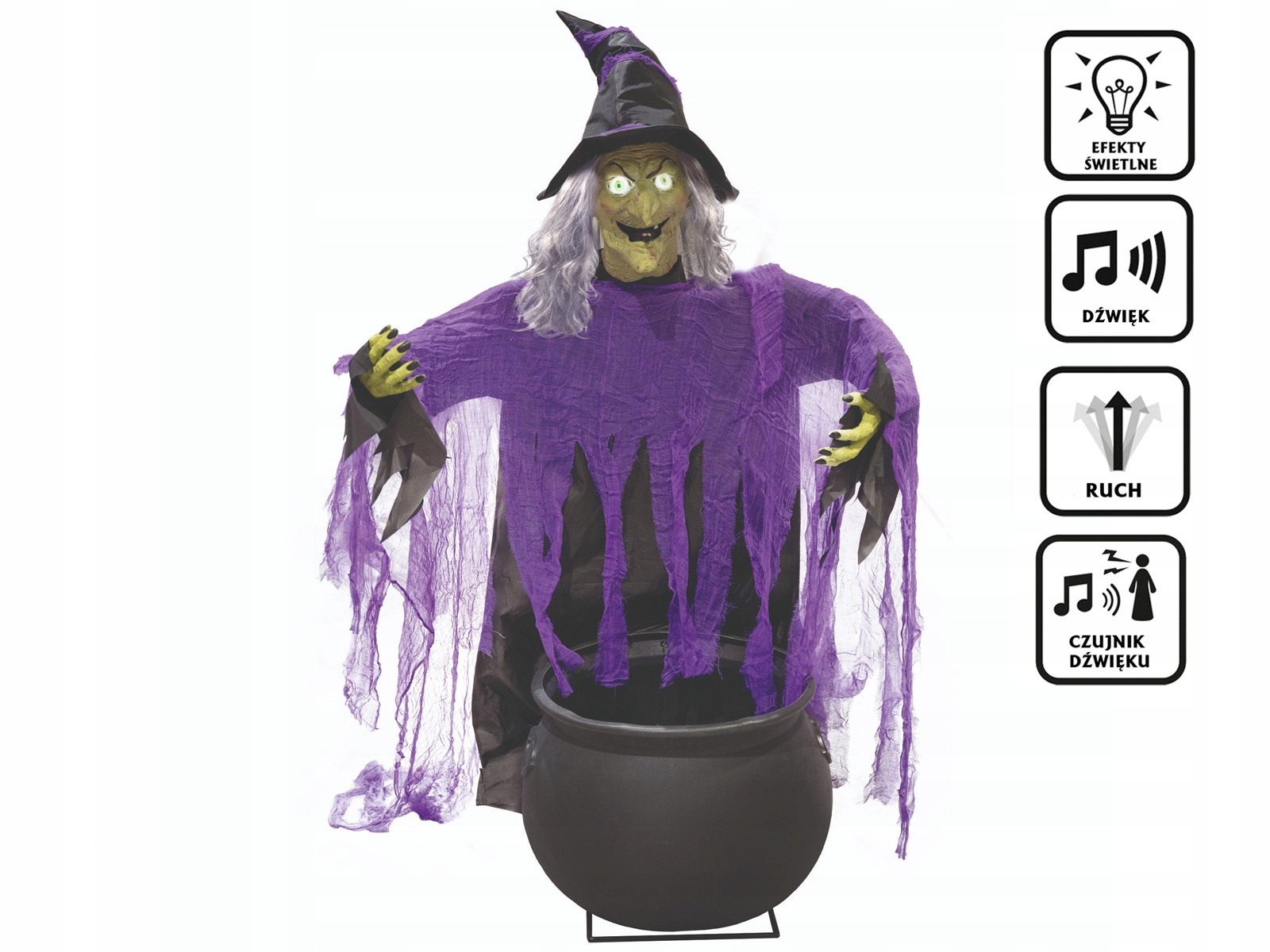 Dekorácia Čarodejnica s kotlom Halloween Čarodejnica