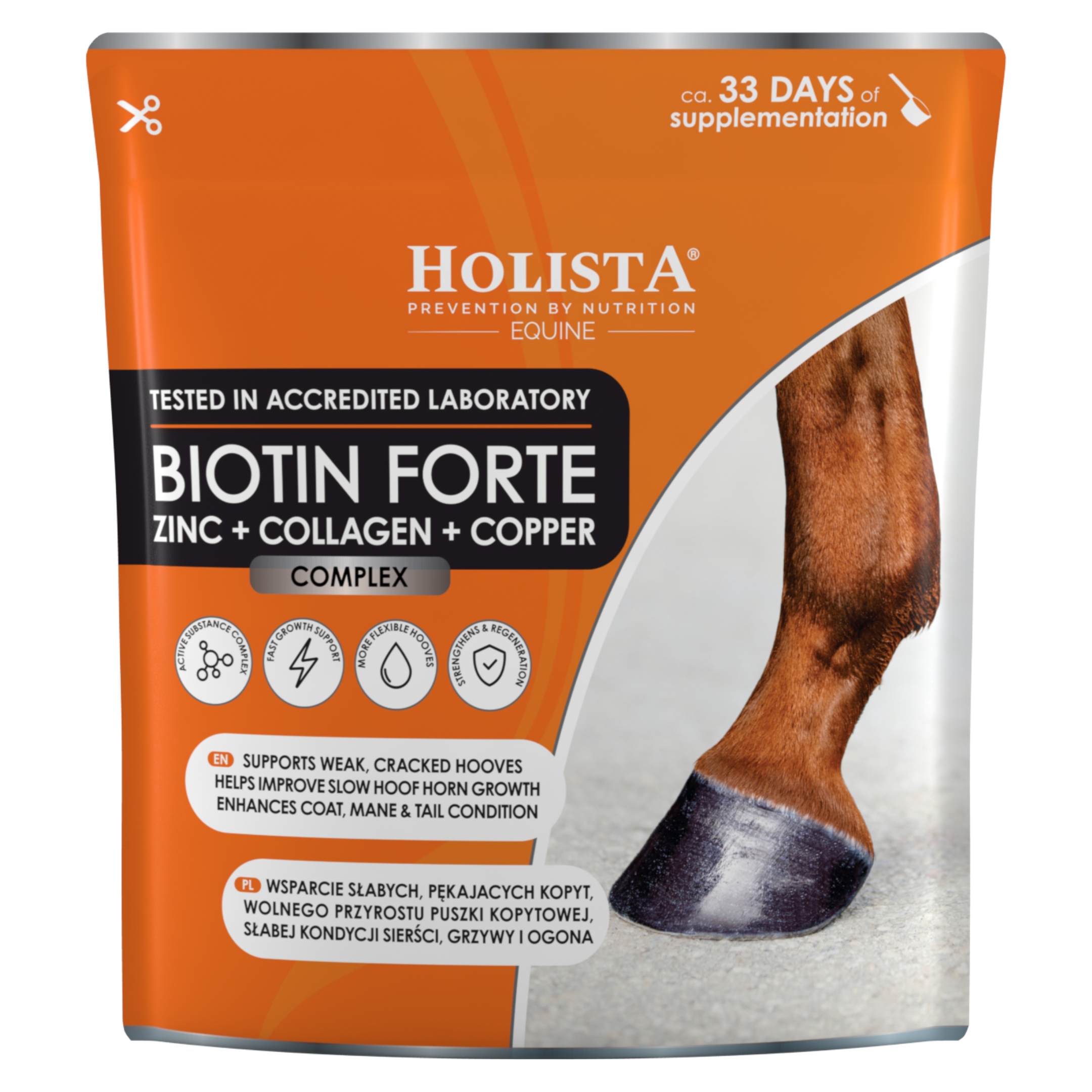 Biotyna dla koni 500 g Biotin Forte zdrowe kopyta Holista Equine