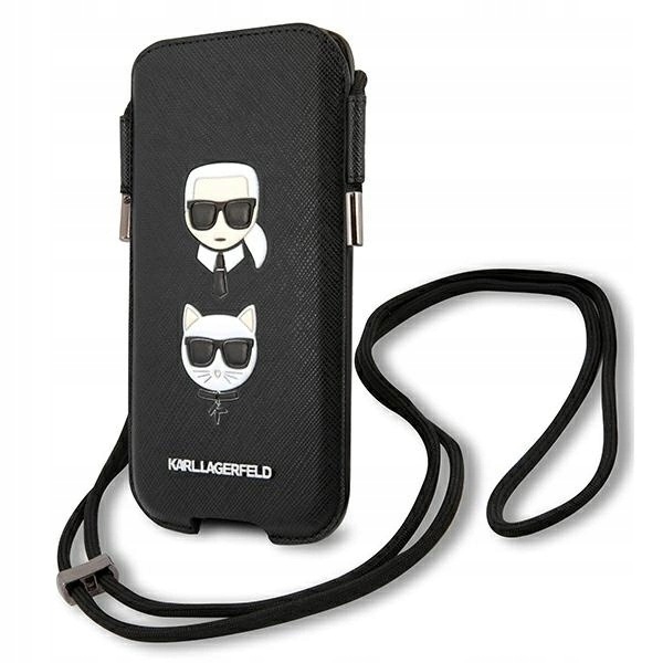 Torebka Karl Lagerfeld Saffiano Ikonik Karl&Choupette Head 6.1'' czarna