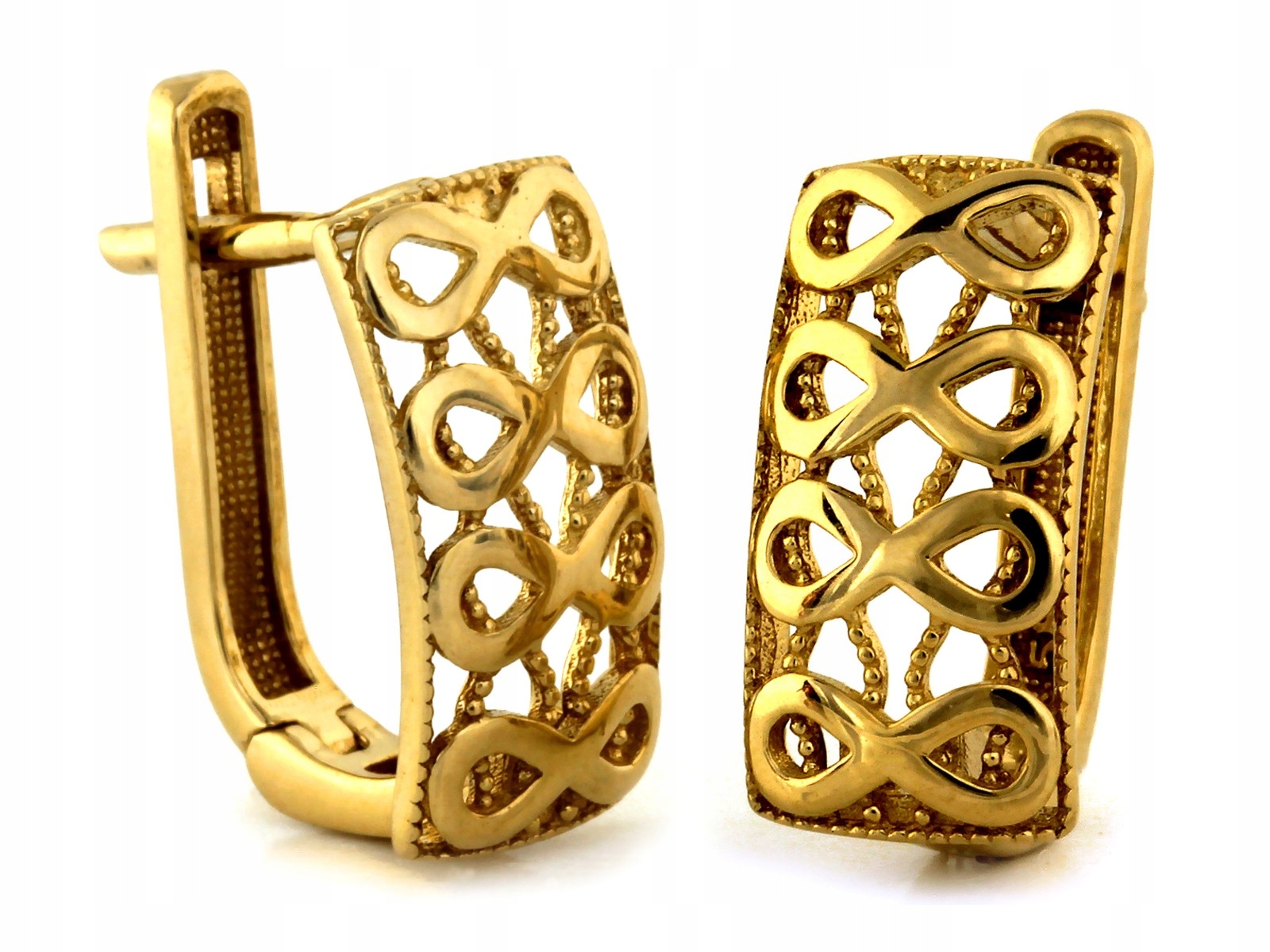 Zlaté náušnice s perforací 585 14k nekonečno 2.85g pro ženu jako dárek