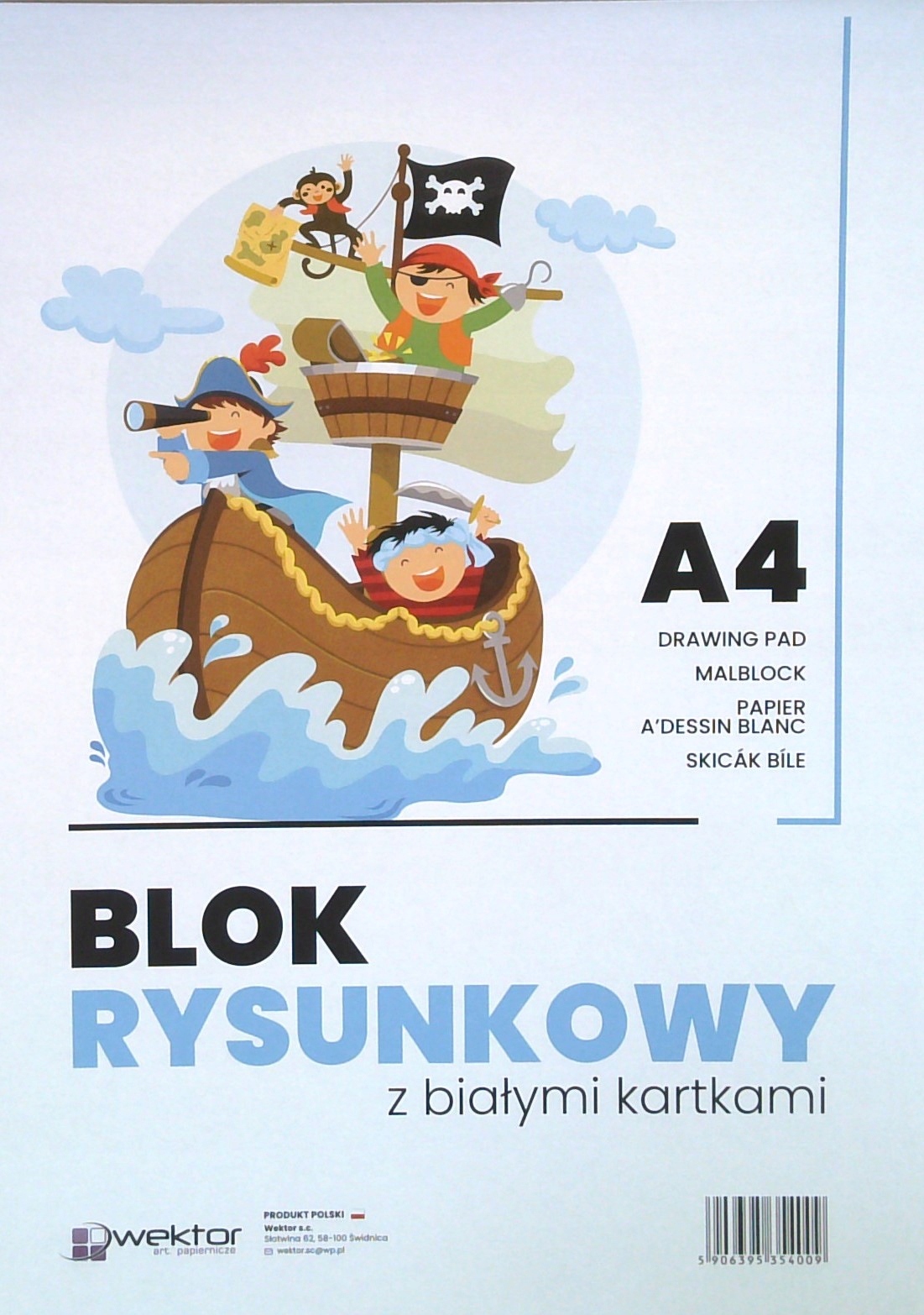 Blok rysunkowy z białymi kartkami A4 20 kartek 80g Wektor