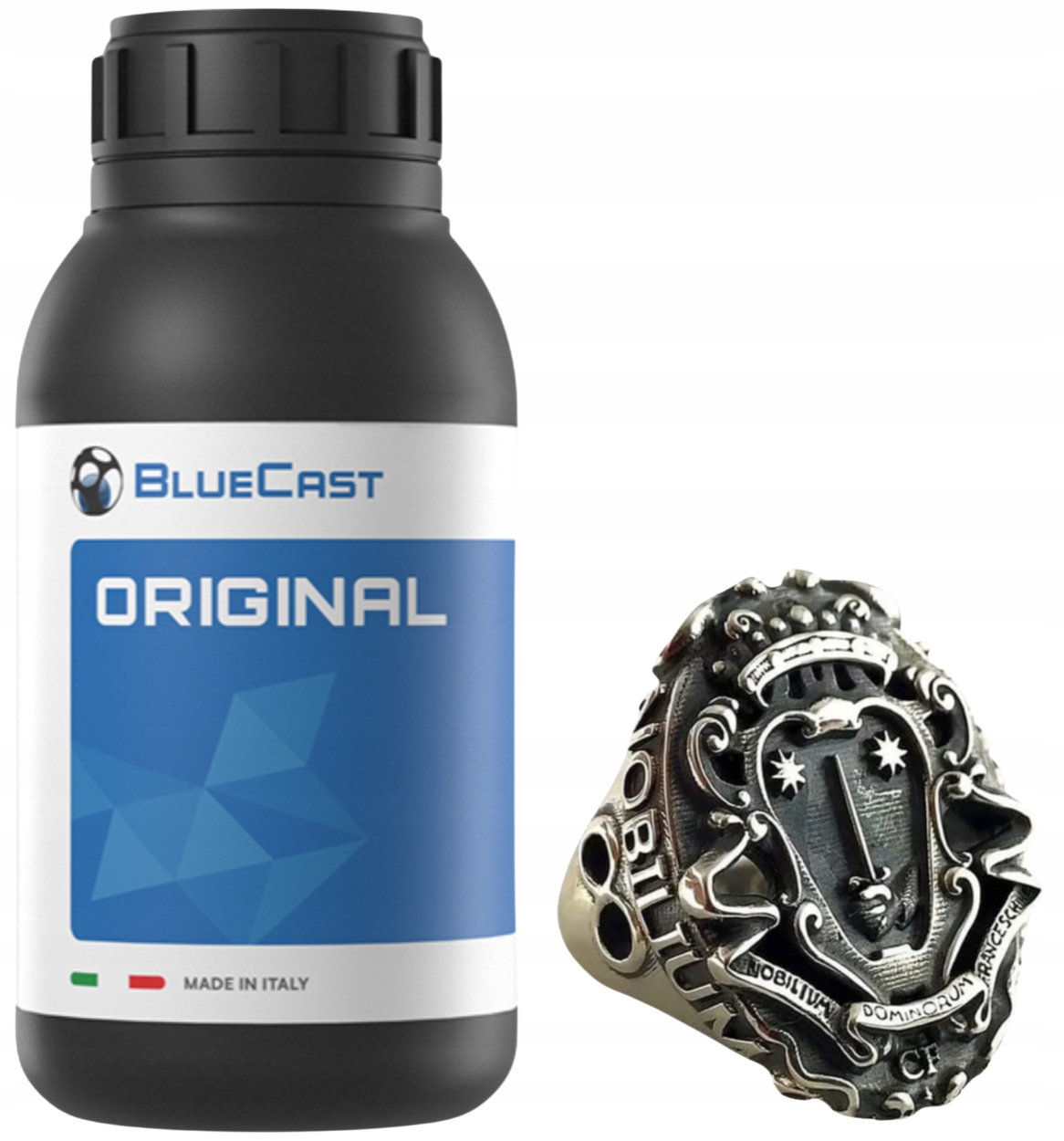 Uv pryskyřice BlueCast Original 0,5 kg 0,5 l Klenotnická pro 3D tiskárnu Přesná