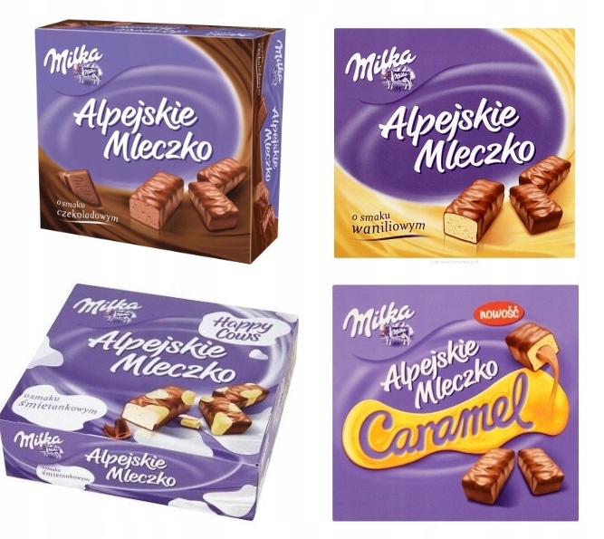 4x Milka Alpejskie mleczko mix smaków Zestaw