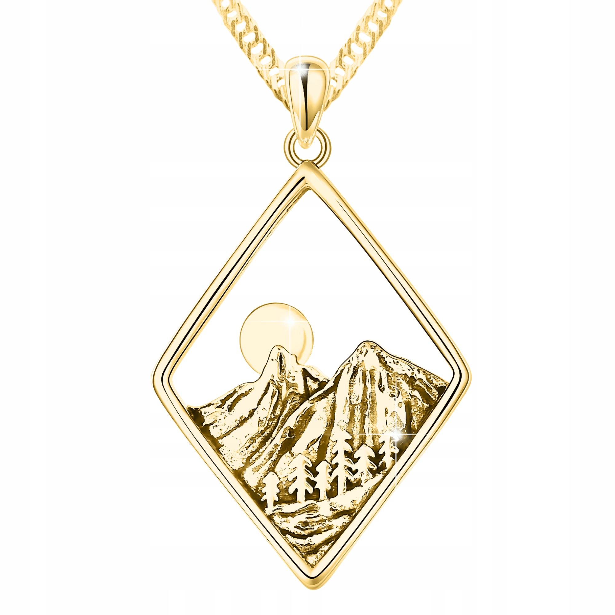 Zlatý náhrdelník Romb s horami Tatrami Zakopané hory Tatry Stříbro 925